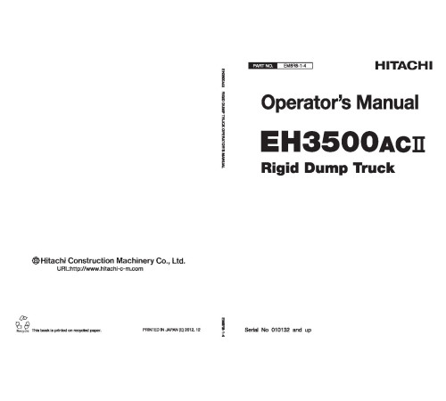 Hitachi EH3500AC-II Rigid Dump Truck set of Service Manuals