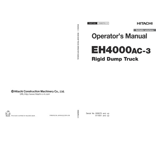 Hitachi EH4000AC-3 Rigid Dump Truck set of Service Manuals Hitachi EH4000AC-3 Rigid Dump Truck set of Service Manuals