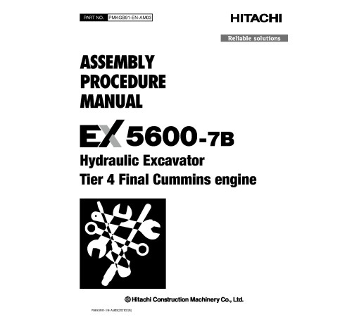 Hitachi EX5600-7B (Tier 4 Final Cummins engine) Hydraulic Excavator set of Service Manuals Hitachi EX5600-7B (Tier 4 Final Cummins engine) Hydraulic Excavator set of Service Manuals