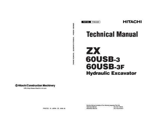 Hitachi Zaxis 60USB-3 Compact Excavator set of Service Manuals Hitachi Zaxis 60USB-3 Compact Excavator set of Service Manuals