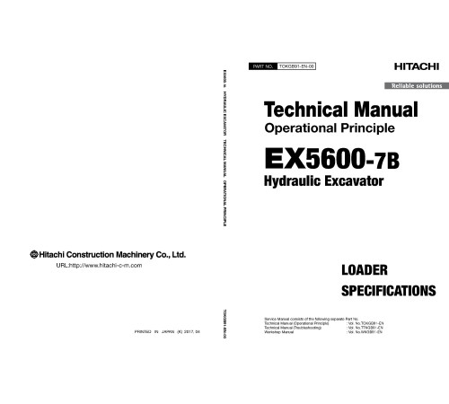 Hitachi EX5600-7B (Tier 4 Final Cummins engine) Hydraulic Excavator set of Service Manuals Hitachi EX5600-7B (Tier 4 Final Cummins engine) Hydraulic Excavator set of Service Manuals