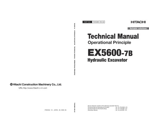 Hitachi EX5600-7B (Tier 4 Final Cummins engine) Hydraulic Excavator set of Service Manuals Hitachi EX5600-7B (Tier 4 Final Cummins engine) Hydraulic Excavator set of Service Manuals