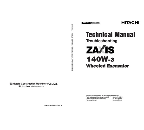 Hitachi Zaxis 140W-3 Wheel Excavator set of Service Manuals