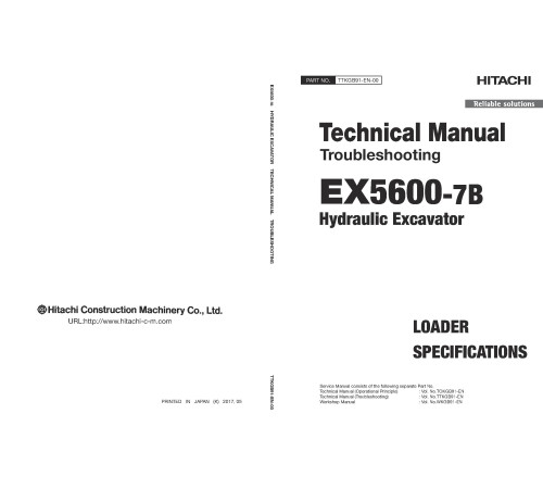 Hitachi EX5600-7B (Tier 4 Final Cummins engine) Hydraulic Excavator set of Service Manuals Hitachi EX5600-7B (Tier 4 Final Cummins engine) Hydraulic Excavator set of Service Manuals