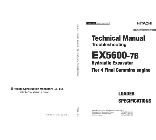 Hitachi EX5600-7B (Tier 4 Final Cummins engine) Hydraulic Excavator set of Service Manuals Hitachi EX5600-7B (Tier 4 Final Cummins engine) Hydraulic Excavator set of Service Manuals