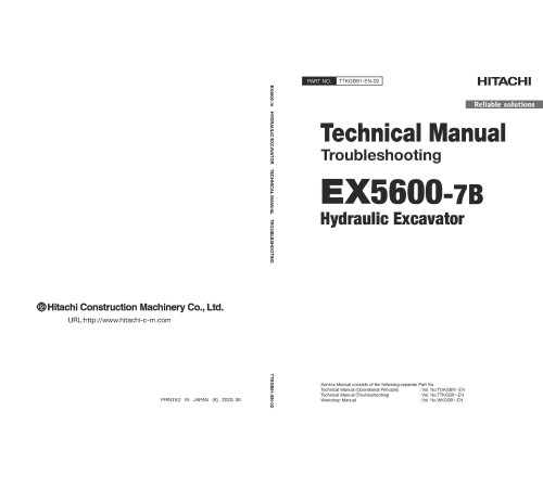 Hitachi EX5600-7B (Tier 4 Final Cummins engine) Hydraulic Excavator set of Service Manuals Hitachi EX5600-7B (Tier 4 Final Cummins engine) Hydraulic Excavator set of Service Manuals