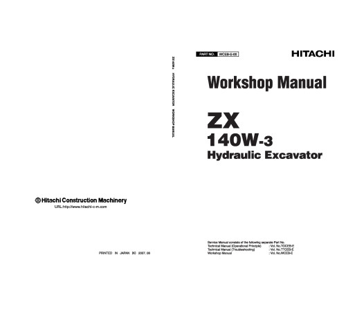 Hitachi Zaxis 140W-3 Wheel Excavator set of Service Manuals Hitachi Zaxis 140W-3 Wheel Excavator set of Service Manuals