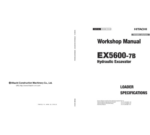 Hitachi EX5600-7B (Tier 4 Final Cummins engine) Hydraulic Excavator set of Service Manuals Hitachi EX5600-7B (Tier 4 Final Cummins engine) Hydraulic Excavator set of Service Manuals