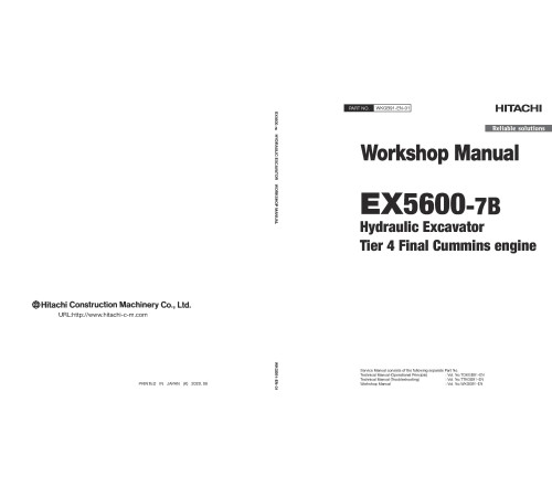 Hitachi EX5600-7B (Tier 4 Final Cummins engine) Hydraulic Excavator set of Service Manuals Hitachi EX5600-7B (Tier 4 Final Cummins engine) Hydraulic Excavator set of Service Manuals