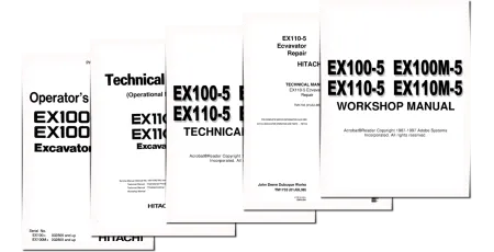 Hitachi EX100-5, EX100M-5, EX110-5 and EX110M-5 Hydraulic Excavator set of Service Manuals