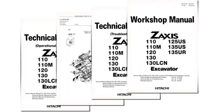Hitachi Zaxis 110, Zaxis 110M, Zaxis 120, Zaxis 125US, Zaxis 130, Zaxis 130LCN, Zaxis 135UR and Zaxis 135US Crawler Excavator set of Service Manuals