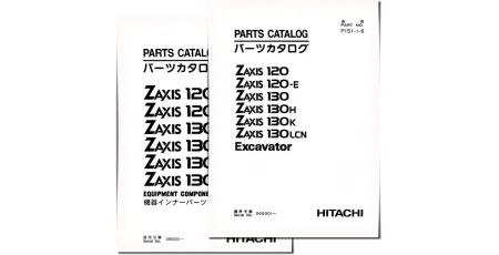 Hitachi Zaxis 120, Zaxis 120-E, Zaxis 130, Zaxis 130H, Zaxis 130K and Zaxis 130LCN Crawler Excavator set of Parts Catalogs