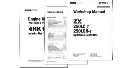 Hitachi Zaxis 250LC-7 and Zaxis 250LCN-7 Crawler Excavator set of Service Manuals