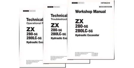 Hitachi Zaxis 280-5G and Zaxis 280LC-5G Crawler Excavator set of Service Manuals