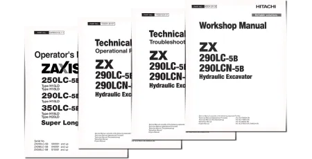 Hitachi Zaxis 290LC-5B and Zaxis 290LCN-5B Crawler Excavator set of Service Manuals