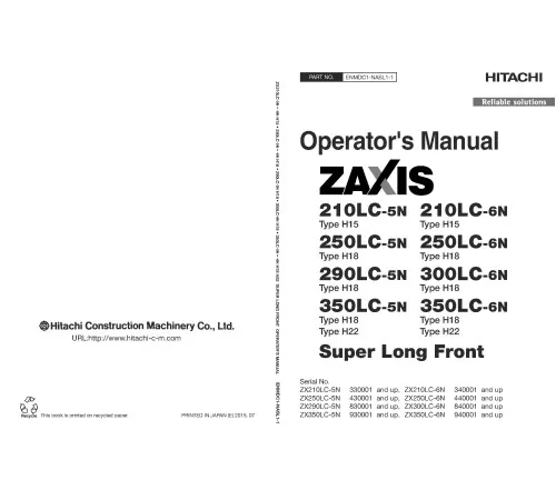 Hitachi Zaxis 250LC-6N Crawler Excavator set of Service Manuals Hitachi Zaxis 250LC-6N Crawler Excavator set of Service Manuals