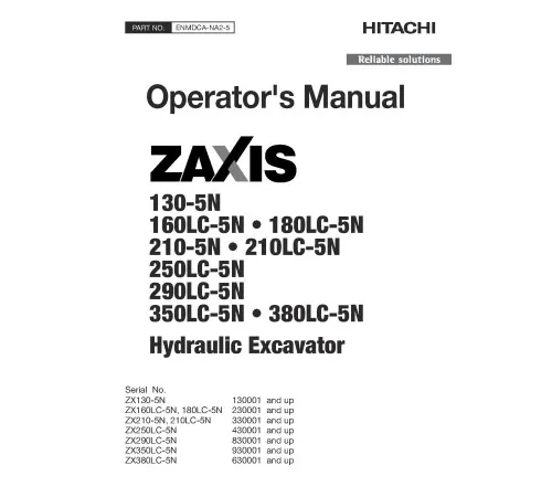 Hitachi Zaxis 210-5N and 210LC-5N Crawler Excavators (PIN. from 1FFDCJ70_ _E330001) set of Service Manuals Hitachi Zaxis 210-5N and 210LC-5N Crawler Excavators (PIN. from 1FFDCJ70_ _E330001) set of Service Manuals