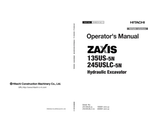 Hitachi Zaxis 245USLC-5N Crawler Excavators (PIN. from HCMDCP6_ _ _0400001) set of Service Manuals download